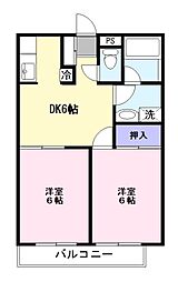 K.Sハイム 2DKの間取図画像