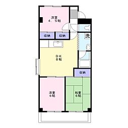 南住吉ハイツ 3DKの間取図画像