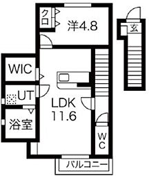 ミルフルール 1LDKの間取図画像
