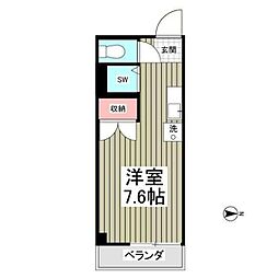 小手指シティーハイツ ワンルームの間取図画像