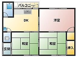 阪神本線 出屋敷駅 徒歩7分の賃貸アパート 2階3DKの間取り
