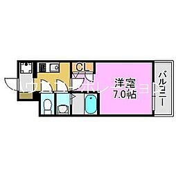 阪神本線 出屋敷駅 徒歩10分の賃貸マンション 9階1Kの間取り