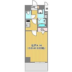 阪神本線 杭瀬駅 徒歩3分の賃貸マンション 2階1Kの間取り