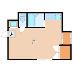 阪神本線 出屋敷駅 徒歩3分の賃貸マンション 2階ワンルームの間取り
