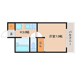 メゾンルネサンス 1Kの間取図画像