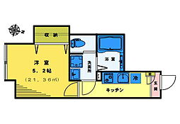 ラシュレ 1Kの間取図画像