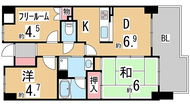 ダイアパレス住道ステーションスクエア(2SDK) 7階の間取り