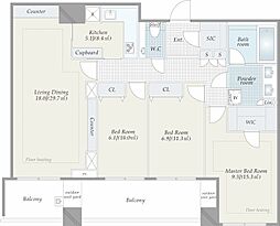 三番町パークテラス桜苑 3LDKの間取図画像