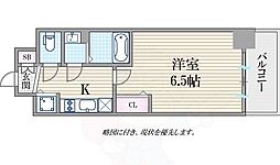 南海線 難波駅 徒歩8分の賃貸マンション 12階1Kの間取り