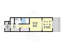 Osaka Metro谷町線 天満橋駅 徒歩1分の賃貸マンション 3階2Kの間取り