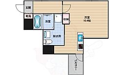 ヴィラタワー谷町 2階ワンルームの間取り