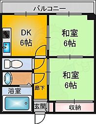 上垣第3ビル 2DKの間取図画像