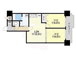 朝日プラザ南堀江 2LDKの間取図画像