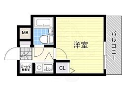ウエステージ夕陽ケ丘 1Kの間取図画像