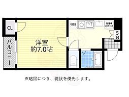 ロイヤルメゾン北浜 1Kの間取図画像