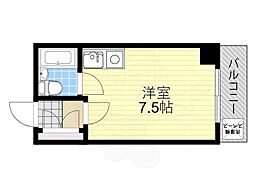 プリエール南堀江 ワンルームの間取図画像