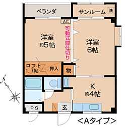 ビルトマンション水橋 1階2DKの間取り