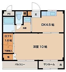 ビルトマンション米田 1DKの間取図画像