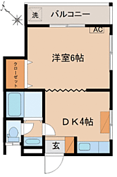 ピュアハウス 1DKの間取図画像