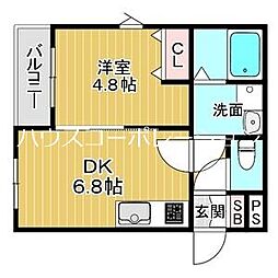 JR福知山線 猪名寺駅 徒歩11分の賃貸アパート 2階1DKの間取り