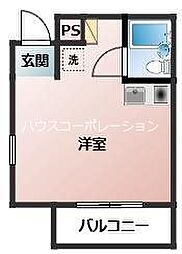 JR福知山線 塚口駅 徒歩8分の賃貸マンション 2階ワンルームの間取り