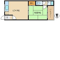 信濃マンション 5階1LDKの間取り