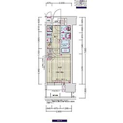 プレサンス尼崎アルモナ 3階1Kの間取り