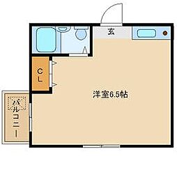 メゾンフォンタル 3階ワンルームの間取り