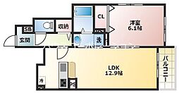 JR福知山線 塚口駅 徒歩19分の賃貸アパート 1階1LDKの間取り