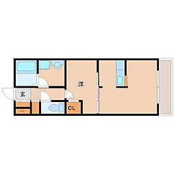 阪神本線 大物駅 徒歩5分の賃貸マンション 2階1DKの間取り