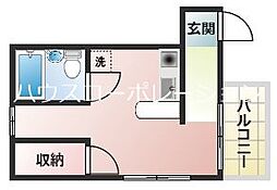 阪急神戸本線 園田駅 徒歩17分の賃貸マンション 2階ワンルームの間取り