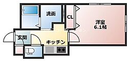 CaroSweety 1Kの間取図画像