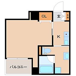 RIVERGEAMAGASAKI 1Kの間取図画像