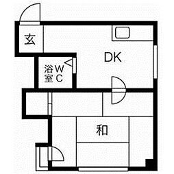 プレアール杭瀬 1DKの間取図画像