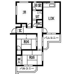 ドエル南塚口B棟 3LDKの間取図画像