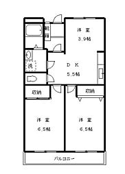 グリーンハイム 2LDKの間取図画像