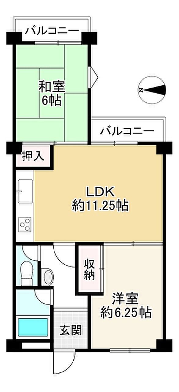 アーバンス長居(3LDK) 7階の間取り