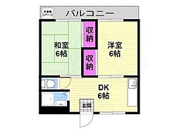 マンション芝園 2DKの間取図画像