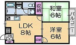 ブルーハイツ 2LDKの間取図画像