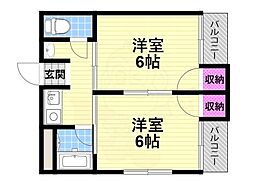 ピュアスモトA棟 2Kの間取図画像