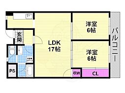 ハピネス48 2LDKの間取図画像
