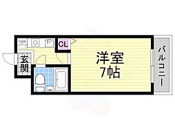 カサベルディ森田 1Kの間取図画像