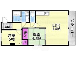 吉田ハイツ 2LDKの間取図画像