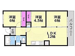 松栄畷ハイツ 3LDKの間取図画像