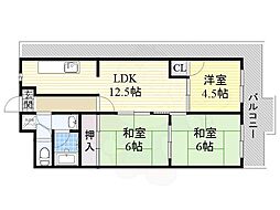 グランドール福川 3LDKの間取図画像