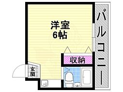 トモエハイツ5号館 ワンルームの間取図画像