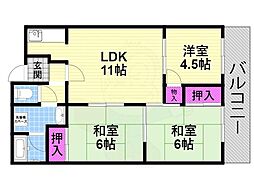 ハピネス39 3LDKの間取図画像