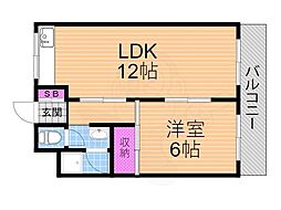 見浪ハイツ 1LDKの間取図画像