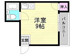 ビオルネ中原 ワンルームの間取図画像