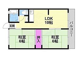 グリーンハイツイナダ 2LDKの間取図画像
